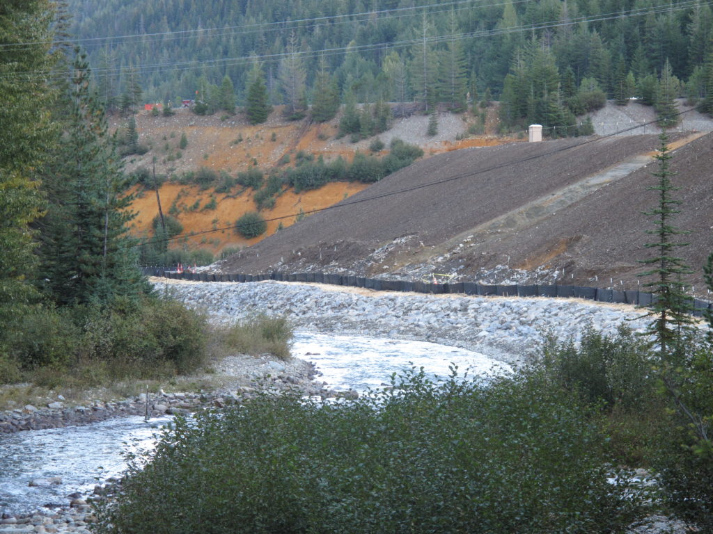 Tailings pile along Railroad Creek